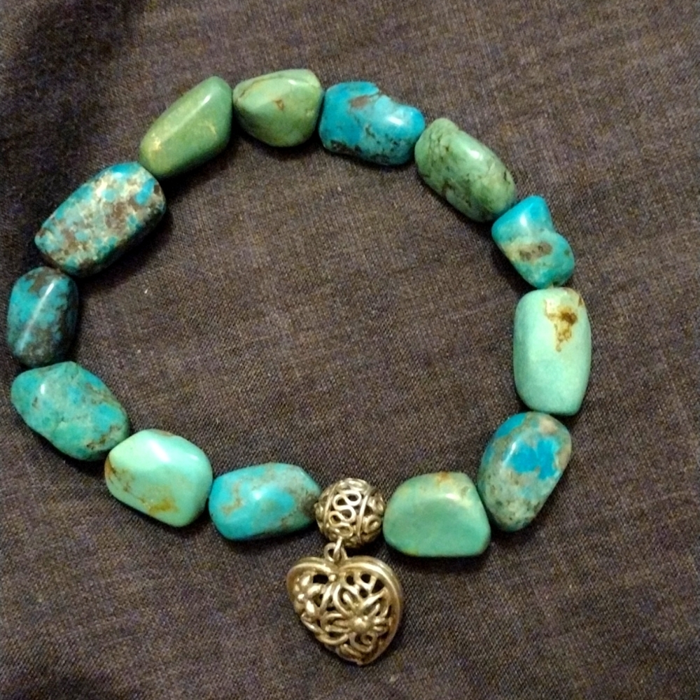 Vintage turquoise bracelet with 925 Charm